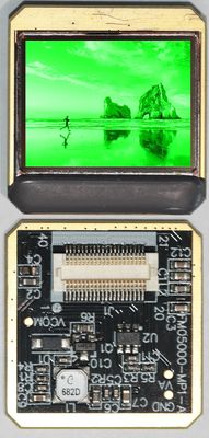 Single Green Display Micro OLED Microdisplay with Square Color Pixel Arrangement and 0.96 Inch Size